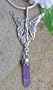 Sterling Silver Long Butterfly Fairy Amethyst Pendant