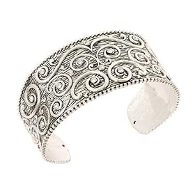 Silver Tone Crystal Designer Style Cuff Bracelet Fashion Jewelry