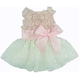 Fitwarm&reg; Pink Rose Lace Pet Dog Wedding Dress Bride Formal Clothes Tutu Vest, Large