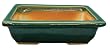 Rectangle bonsai planter / pot - chinese ceramic, green glazed, 2.25" H