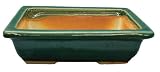 Rectangle bonsai planter / pot - chinese ceramic, green glazed, 2.25 H