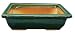 Rectangle bonsai planter / pot - chinese ceramic, green glazed, 2.25" H