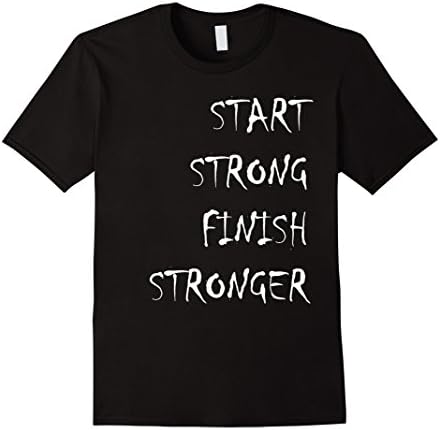 Men's Start strong Motivational Quote T shirt fitness gym sport XL Black