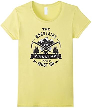 Women's The Mountains Are Calling And I Must Go T shirt Large Lemon