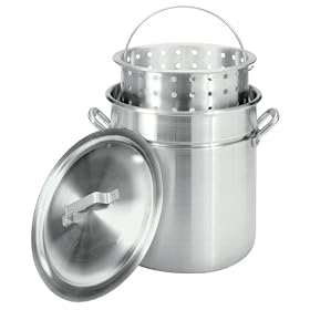 Buy Bayou Classic 4042 42-Quart All-Purpose Aluminum Stockpot with Steam and Boil Basket by Bayou Classic