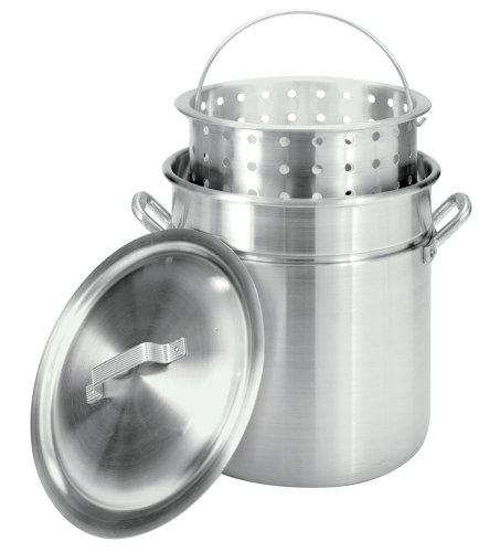 Bayou Classic 4042 42-Quart All-Purpose Aluminum Stockpot with Steam and Boil Basket