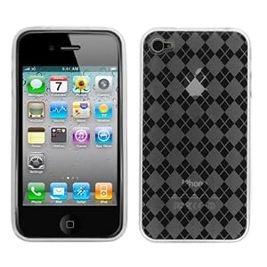GTMax Clear Plaid Checker Gel Skin Cover Case for Apple iPhone 4 4G 16GB / 32GB 4th Generation