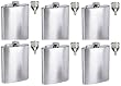 6 Groomsman's 8oz Stainless Steel Flask with Filling Funnel - Free Engraving