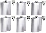 6 Groomsman's 8oz Stainless Steel Flask with Filling Funnel - Free Engraving
