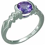 1.25 Carats Round Genuine Amethyst Sterling Silver Ring