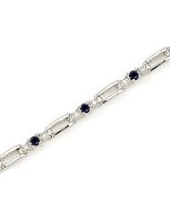 14kt Yellow Gold Round Blue Sapphire and Diamond Bracelet