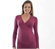 Ruched Side Cross Front Long Sleeve Rayon Knit Top