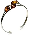 Sterling Silver Honey Amber Three-Stone Bangle