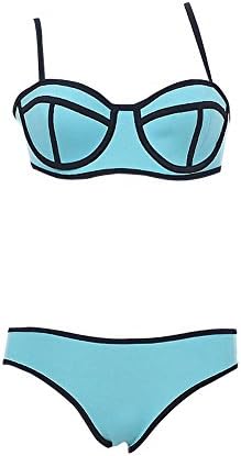 Sexy Women's Hot Bright Diving Bikini Set Push up Swimsuit Swimwear 2 Pieces Light BlueS/(bustline24.4";waistline23.6";hipline25.2") Charming