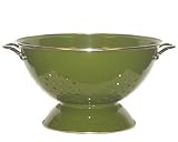 Calypso Basics 3 Quart Enamel On Steel Colander, Olive