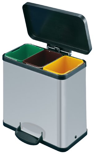 Hailo 0633-210 Tret-Abfallsammler Trento &ouml;ko 3 x 11, silber