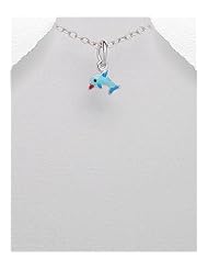 Dolphin Colored Enamel Pendant Necklace In 92.5 Sterling Silver
