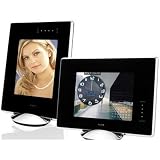 8 Digital Photo Frame with Mirror Finish, Supports BMP, FPEG, MPEG1, MPEG2, MPEG4, WAV and MP3 files, Reads CF, SD, MMC and MS media cards