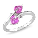 Sterling Silver 1 CT TGW Created Pink Sapphire 0.007 CT Round Diamond Fashion Ring (G-H, I3)