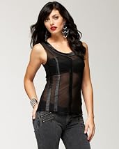 Semi-Sheer Striped Glamour Tank