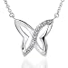 Sterling Silver/White Lustre Butterfly Diamond Necklace 17
