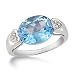 14k White Gold Blue Topaz & Diamond Ring