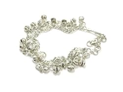 Silver Anklet / Bracelet with Silver Dangle Bell Beads