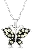 Sterling Silver Yellow Cubic Zirconia Butterfly Pendant, 18