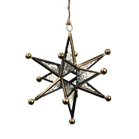 Artika 12-Point Glass Star with Antique Brass Frame - Clear
