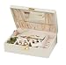 Leather Ivory Travel Jewelry Box with Lock Womans
