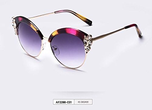 AOFLY Sunglasses Women Cat Eye Sunglasses Half Frame Glasses Jewelry Glasses Flower Decoration European Style oculos de so