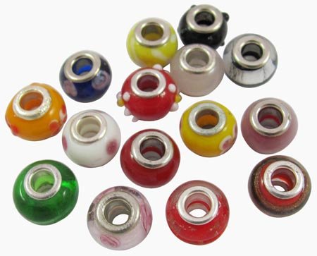 200pc Lot, Glass Lampwork Murano European Style Beads Mix