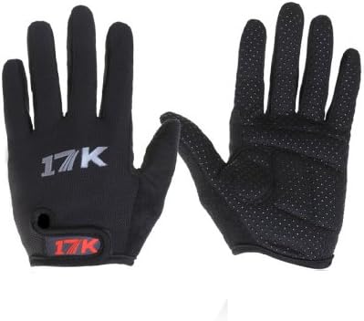 17K Full Finger Cycling Glove High Breathable Outdoor MTB Road Bicycle Long Gloves For Men &amp; Women Black Size Large