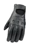 Raider Black Leather Motorcycle Riding Gloves