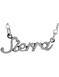 Sterling Silver SIERRA Name Necklace 3/8 inch, 17 inches long