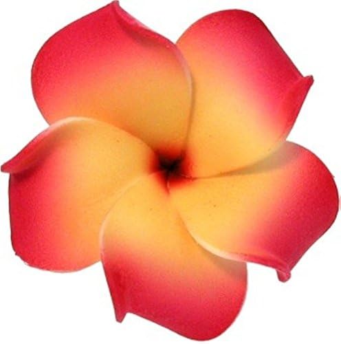 Foam Flower Small Hair Clip Plumeria Red, Orange