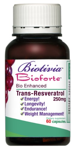 Biotivia Resveratrol Bioforte 250mg , Full Spectrum Resveratrol Supplement, Capsules, 60-Count Bottle