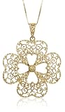 Yellow Gold Filigree Clover Pendant, 18"
