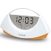 Daffodil AMC530O Stylish Highly Legible LCD Digital Alarm Clock with Calendar and Thermometer - White with Orange Base