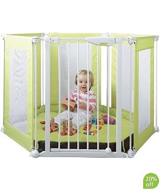 play pen - green fabric