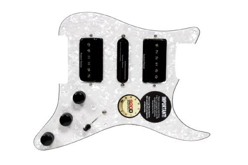 Seymour Duncan HSH P-Rails Loaded Strat Pickguard White Pearl / Black On Sale