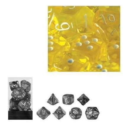 Chessex 23002 - Würfelset durchscheinend gelb, 7 verschiedene Würfel