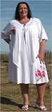 Sundress White with Handpainted Hibiscus Tropical Flowers 1X-6X