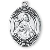 Sterling Silver St Kevin Medal and 24-inch Chain