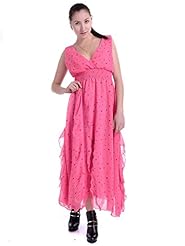 V-neck  Feathers General Print Fall Elasticized   Waistline  Dress With Ruffles