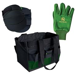 John Deere 3 Piece Gardening Set with Knee Pads, Gloves & Tote #90337