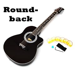 Roundback Akustik Gitarre in Schwarz mit Ersatzsaiten