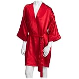 Intimo Women's Poly Charmeuse Robe, Red, Small