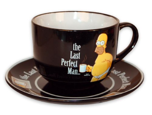 THE SIMPSONS XXL TASSE HOMER THE LAST PERFECT MAN - mit Untertasse, aus Porzellan, Füllmenge: 600 ml