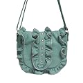 Zip Frill Cross Body / Shoulder Fashion Bag Teal Green